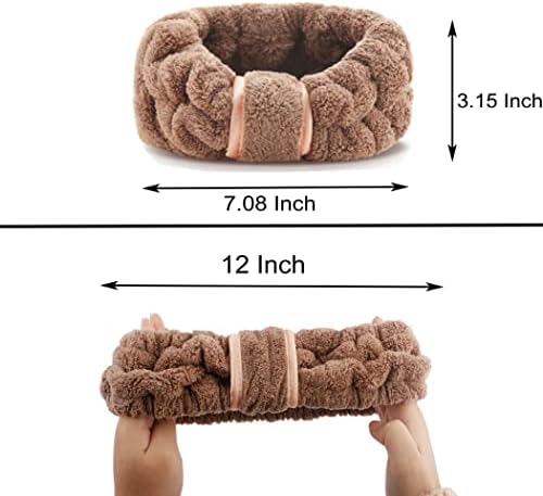 4 Pack Microfiber Towel Headbands for Washing Face, Spa & Skincare for Women (Coffee, Flesh Pink, Grey, Bright Red) - Image 2