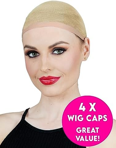 ALLAURA 4 pieces (Nude) Stocking Wig Caps Stretchy Nylon Wig Caps for Women - Liner Weaving Caps for Women, Men, Stocking Wig Cap for Halloween Cosplay - Image 2
