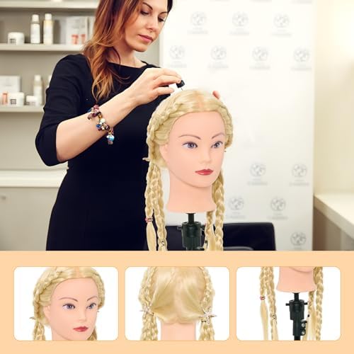 28" Mannequin Head Human Hair 80% Real Hair Mannequin Head for Hairdresser - Image 6