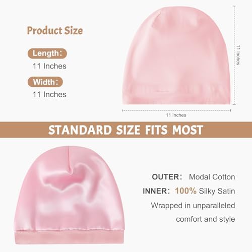 DEMAZALO 3Pcs Silk Satin Bonnet for Sleeping Hair Bonnet for Women Men - Image 4
