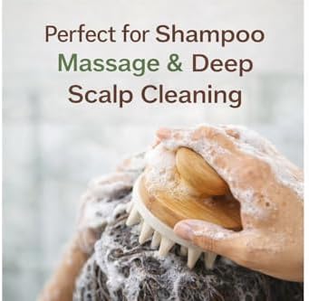 Scalp Massager Shampoo Brush - Soft Silicone Scalp Scrubber for Hair Growth & Dandruff Removal - Natural Bamboo Handle Deep Scalp Cleansing Brush for Men & Women - Image 4