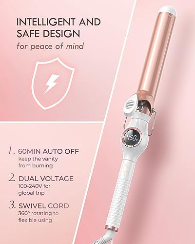 WEEYUM 1.25 Inch Curling Iron, Long Hair Curler 1 1/4 Inch, Dual Voltage - Image 6