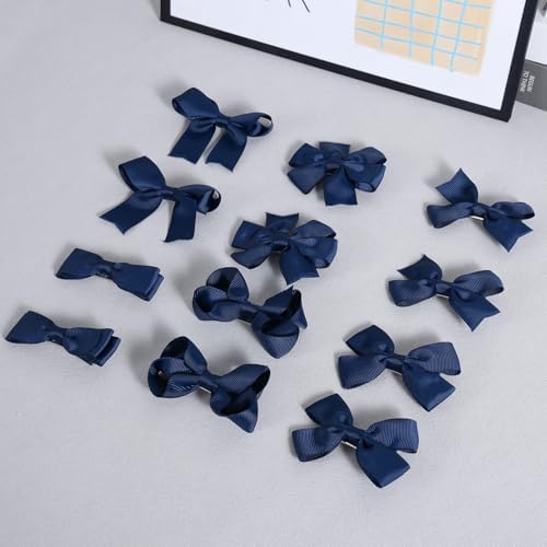 Navy Blue Hair Bow Alligator Clips for Toddler Teen Girls 3" 12 Pack Aesthetic Handmade Grosgrain Ribbon Ponytail Hair Barrettes Kids Birthday Wedding Dress School Uniform Decor Accessory - Image 2