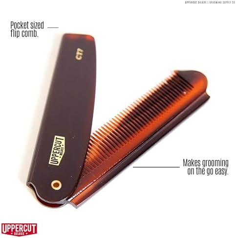 Uppercut Deluxe CT7 Flip Comb – Folding Pocket Hair Comb for Men, Travel Size Styling Comb, Durable Plant Cellulose Acetate, Fine & Medium Teeth, Portable Grooming Comb for On-The-Go Hair Styling - Image 3