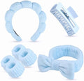 7 Pcs Spa Set, Facial Headband and Wristband Set, Skincare Accessories, College Style Girl Idea Gifts, Hair Accessories for Women and Girls (Blue) by Unknown