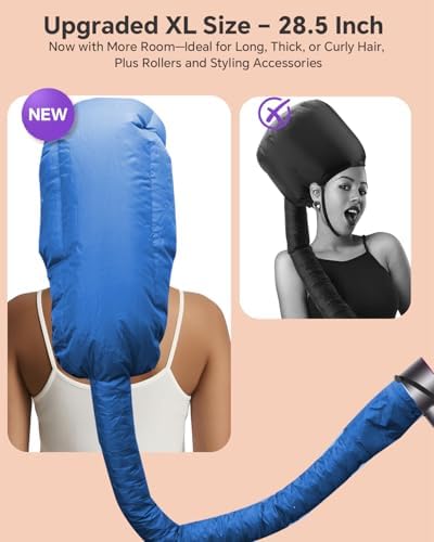 Boloye Hair Dryer Bonnet Attachment – 28.5" XL Hooded Dryer Cap for Faster Drying & Deep Conditioning, Extra-Large Space Fits Thick, Curly Hair & Styling Tools (Blue, Extra Large) - Image 4