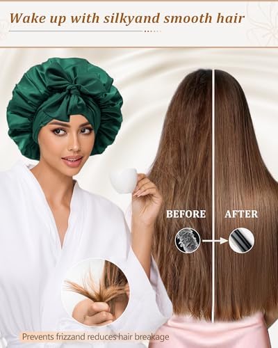 Satin Bonnet for Sleeping Women Silk Sleep Bonnet for Curly Hair Wrap with Elastic Tie Band Night Cap - Image 5