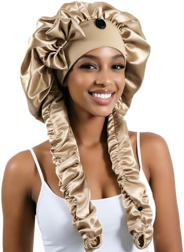 Long Satin Bonnet for Braids Silky Hair Bonnets for Sleeping Women by BRCOK-SATINBONNET