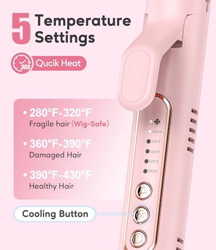 Farery Chill Set Soft-Air Curling Iron: Gentle Soft Air for Quick Styling & Long-Lasting Curls, Lock in Style with Cooling Air Vents, 2-in-1 Hair Straightener & Curler with Upgraded Long Barrel, Pink - Image 5
