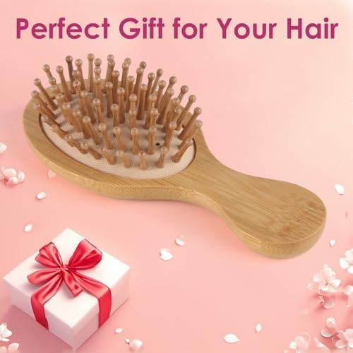 Travel Mini Sandalwood Hair Brush Comb for Women & Kids, Melous Wooden Bamboo Anti-Static Detangler Brush Massage Scalp Comb for Hair Growth - Image 4