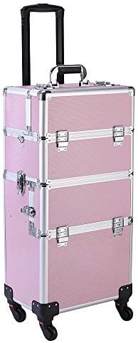 mefeir 3 in 1 Rolling Makeup Train Case, Large Cosmetic Trolley with 360° Rotation Wheels & 2 Drawers, Professional for Makeup & Tattoo Artist & Hairstylist by OmySalon