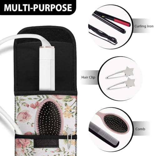 Floral Butterfly Curling Iron Travel Case Heat-Resistant Neoprene Curling Iron Holder Flat Iron Curling Wand Travel Cover Case Bag Pouch for Travel Home Outdoor - Image 7