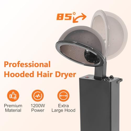 Hooded Hair Dryer, Hair Dryer Bonnet for Salon with 3-Setting Temperature Control & 60 Minute Timer, 1200W Salon Hair Dryers with Wheels for Spas, Homes - Image 3
