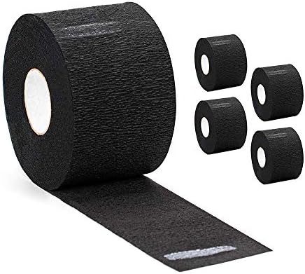 Disposable Paper Barber Neck Strips - 5 Rolls 500 Strips Black Professional Stretchy Paper Neck Band for Salon Haircut Styling - Image 2