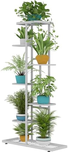 LINZINAR 7 Tier Plant Stand Indoor Outdoor Metal Flower Pot Display Shelf by LINZINAR
