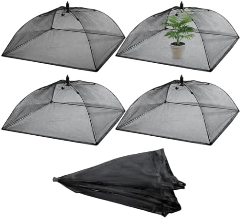 Sawysine 4 Pack Mesh Plant Cover Dome Tent Protector,17 X 17 Inch,Black by Sawysine