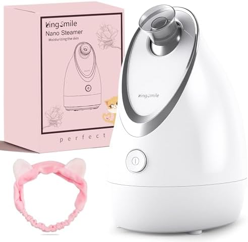Kingsmile Facial Steamer for Face, 3 in 1 Face Steamer for Facial Deep Cleaning, Compact Nano Steamer - Aromatherapy, Adjustable Nozzle Warm Steam for Home SPA, Face Steamer for Sinuses with Hairband by Kingsmile
