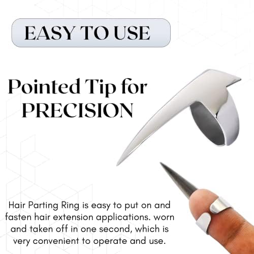 Cross Edge Pro Hair Parting & Sectioning Rings - Stainless Steel Finger Braiding Hair Pick Tools for Durable Wig, Curling, Remy Human Hair Extensions Hair Styling Tools (Silver Mirror Polish) - Image 4