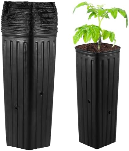 OMISTAR 50 Pcs Plastic Nursery Bags, Fruit Flower Grow Bags, Tall Square Plant Containers, Seedling Flower Starting Pots, Succulent Planters with Drainage Holes for Garden by OMISTAR