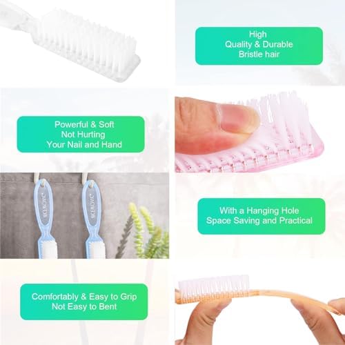 NICEMOVIC 10 Pcs Nail Brush for Cleaning Fingernails, Handle Grip Nail Scrubber Brush, Hand Fingernail Cleaner Brush Manicure Tools Scrub Cleaning Brushes Kit, Use for Toe and Nail Cleaning (Clear) - Image 5