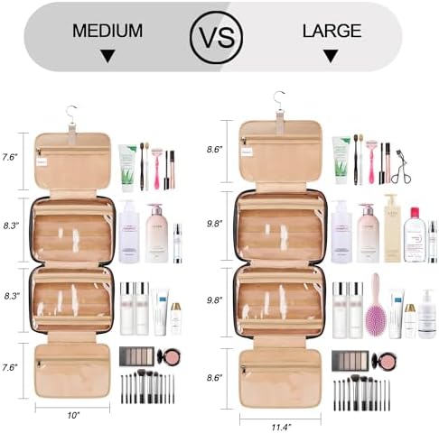 COOSKY Travel Hanging Toiletry Bag for Women, with Jewelry Organizer Compartment, Medium Waterproof Hanging Makeup Accessories, Cosmetic Essentials, Toiletries Dopp Kit Set with Trolley Belt, Black - Image 2