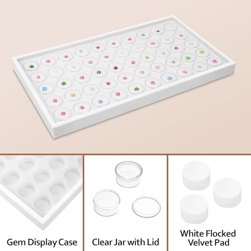 Ikee Design 50 White Foam Gem and Bead Storage Jars Stackable Display Tray - Image 4
