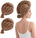 REDKISS 2 Pack Microfiber Hair Towels for Women, Leopard Print, Brown by REDKISSOnline