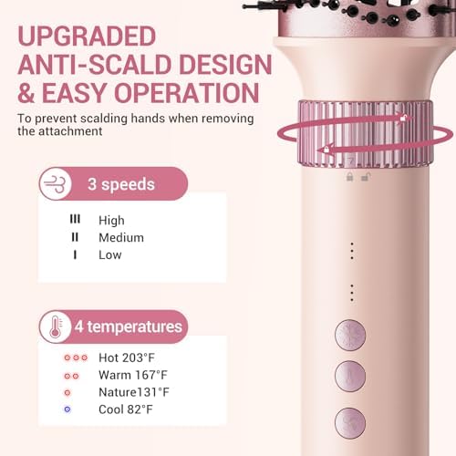 6 in 1 Air Hair Styler, 1400W High Speed Ionic Hair Dryer with Wrap Curlers, Blow Dryer Brush & Frizz-Free Hot Air Brush, No Heat Damage Hair Tools for Fast Drying, Curling, Smoothing & Volume - Image 6