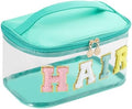 uekeboag Chenille Letter Clear Hair Makeup Bag(05Green) by uekeboag