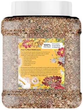 Wildflower Seed Mix 1LB Tub - Save The Bees Seed Mix, by GevaGrow | Bulk 300,000+ Seeds | Pollinator & Bee Attracting Flower Seeds Bulk for Planting in Pots & Outdoor Gardens | 1 Pound Tub - Image 2