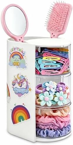 Hair Tie Organizer and Brush Holder with 50pcs Rainbow Stickers by FruobeylaLittleBagsBigVi