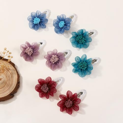 YHXX YLEN 20PCS Chiffon Flower Hair Clips Handmade Wrapped Snap Hair Clips - Image 5