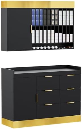 OmySalon Salon Stations for Hair Stylist, Barber Color Bar, Storage Cabinet with Adjustable Shelves, Wall Mounted Hair Dye Tubes Organizer Display for Barbershop, Black by OmySalon