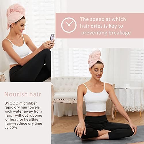 Microfiber Hair Towel Wrap for Women, Anti Frizz Large Ultra-Soft Hands-Free Hair Dry Towels, Fast Drying | Super Absorbent | Quick Dry Hair Turban for Wet, Curly, Long & Thick Hair - Pink - Image 2