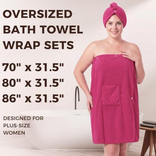 Oversized Bath Towel Wrap for Women with Plus Size Hair Dry Towel Set - Image 2