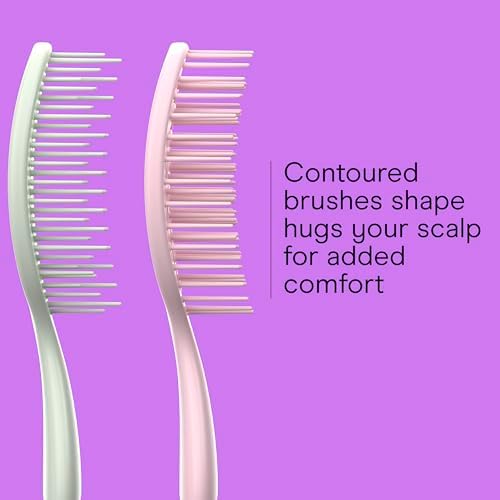Conair Beyond Gentle Mini Hair Brush Set with Strawberry & Avocado Charms, 2-Pack Detangling Brushes for Wet & Dry Hair, Soft Flexible Bristles, Vented Brush, Compact Travel Size - Image 4