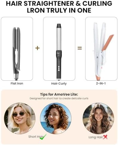 Dual Voltage Curling Iron 2-in-1 Curling Iron 1 Inch,(100V~240V) Dual Voltage Hair Straightener Travel Curling IRO n European Flat Iron (White) - Image 5