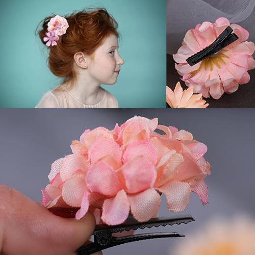21 PCS Flowers Hair Accessories Women Boho Hair Barrettes Clips Girls Pink Purple Floral Rose Bride Headpiece Wedding Festival(PINK & PURPLE) - Image 6