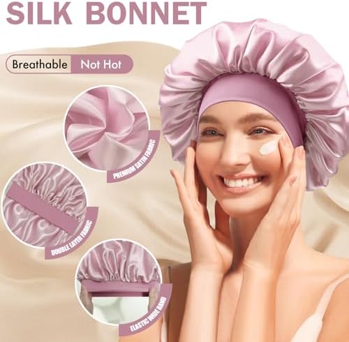 Satin Silk Bonnet for Hair, Double Layer Sleep Cap for Men & Women - Image 5