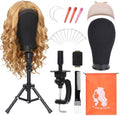 Wig Head Stand Set 22 Inch Wig Mannequin Head with Stand,Black by PWEOUKE