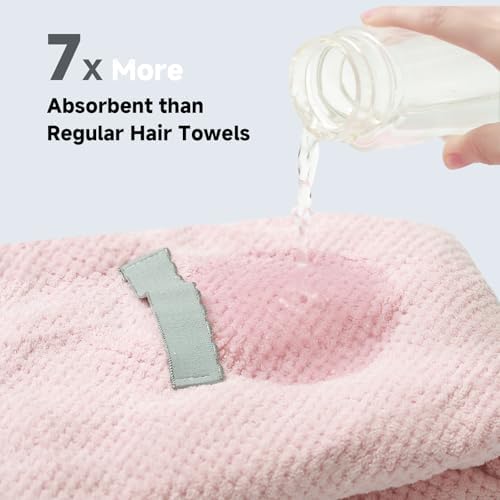 Microfiber Hair Wrap Towel for Women, Quick-Dry & Absorbent (2 Pack, Pink) - Image 5