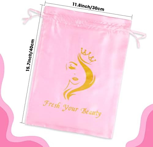 6 Pcs Wig Storage Bags, Mix White and Pink - Image 3