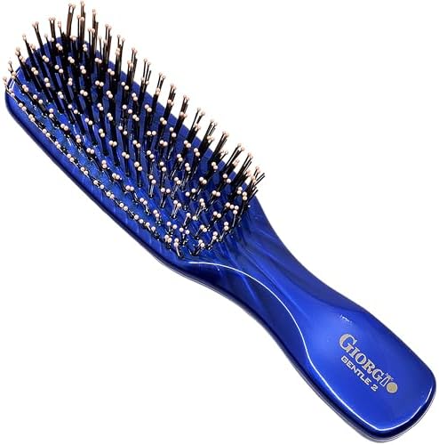 GIORGIO Hair Brush for Men and Women, Gentle Mini Detangler Hair Brush for Thick Hair, Scalp Massager Brush, Travel Detangling Brush, All Hair Types - Blue, 1 Count by GiorgioHairBrushesCombs