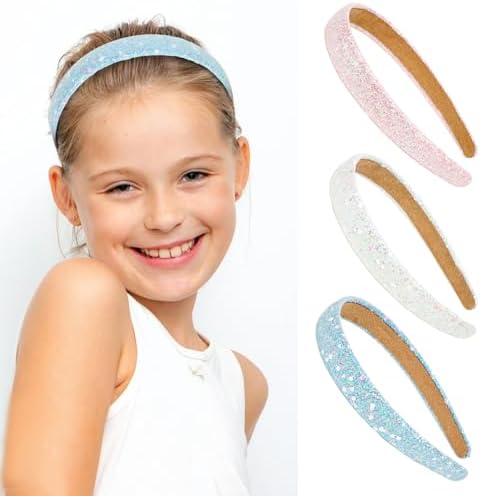 Headbands for Girls, 3Pack Sparkly Glitter Toddler Girls Headbands - Image 5