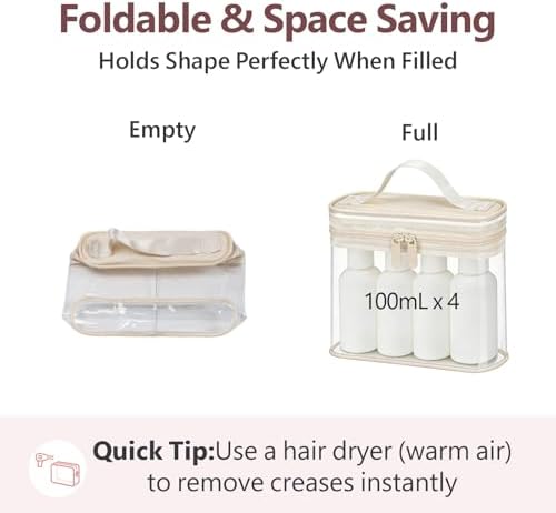 PACKISM Clear Makeup Bag for Travel - TSA Approved Toiletry Bag, 2 Beige - Image 6