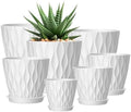 4/4.5/5/5.5/6/6.5/7 Inch Plant Pots,7 Pack Flower Pots with Drainage Holes and Trays,Plastic Planters for Indoor Outdoor Plants Growth,White by SQKH