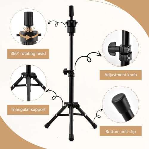 Adjustable Wig Stand Tripod, 14.5‑21.8 Inch Mannequin Head Holder - Image 5