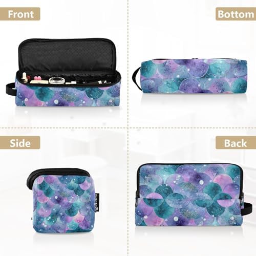Hair Tools Travel Bag with Heat Resistant Mat 2-in-1 Hot Tools Travel Bag Organizer Flat Curling Iron Travel Case for Straightener Watercolor Mermaid Scales Dots Purple - Image 5