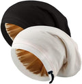 2 Pcs Adjustable Silk Hair Bonnet for Sleeping, Satin Lined Sleep Cap for Women and Men, Silk Hair Wrap Slouch Beanie. by Unknown