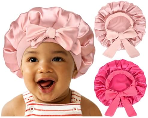 YANIBEST 2 PCS Soft Satin Bonnet, Overnight Protection, Kids Toddler Baby by yanibest